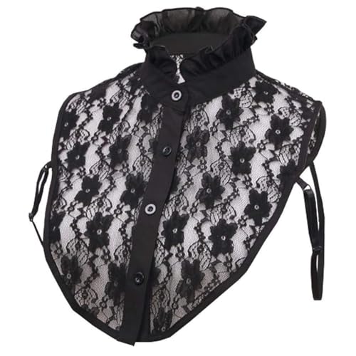 Falscher Kragen Abnehmbare halbe Hemdbluse floraler Spitze abnehmbare Kragen Shirt Gefälschte Kragen Elegant für Frauen Mädchen(schwarz) von YANGWEN