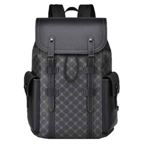 Rucksack Wasserdicht für Damen & Herren, Großer Laptop Rucksack mit Computerfach für 15.6 Zoll Laptop, Elegant Reiserucksack Daypack für Reisen, Radfahren, Uni Schule--Schwarz (Buchstabendruck) von YANHUAKEKE