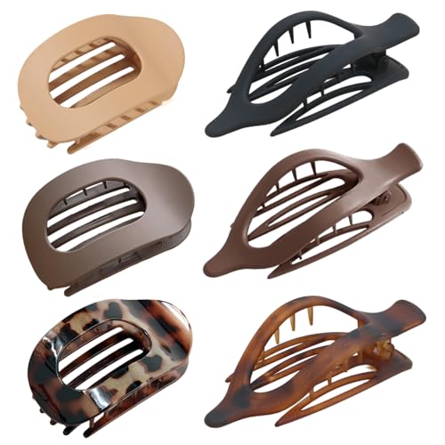 Haarklammern für Damen, flache Haarspangen für dickes, dünnes Haar, große, matte Haarklammer, rutschfest, für Mädchendekoration, 6 Stück Haarklammern für Damen, flache Haarspangen für dickes, dünnes Haar, große, matte Haarklammer, rutschfest, für Mädchendekoration, 6 Stück von YANIGEN
