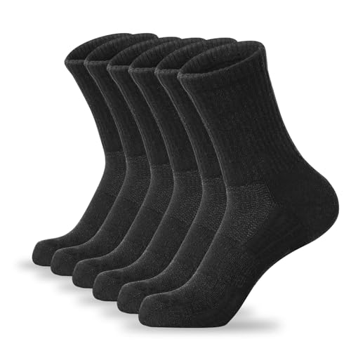 YANIKY 6 Paar Socken Herren Damen Sneaker Socken Wandersocken Baumwolle Lang Sportsocken Gepolstert Atmungsaktiv Laufsocken Tennisocken Cushioned Training Socken 43-46 39-42 35-38 47-50 von YANIKY