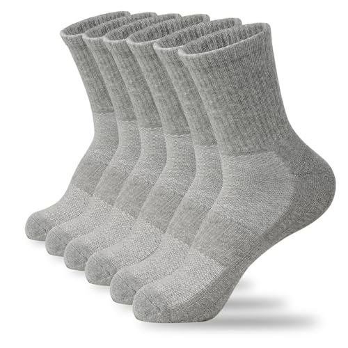 YANIKY 6 Paar Socken Herren Damen Sneaker Socken Wandersocken Baumwolle Lang Sportsocken Gepolstert Atmungsaktiv Laufsocken Tennisocken Cushioned Training Socken 43-46 39-42 35-38 47-50 von YANIKY