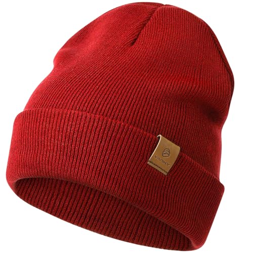 YANIKY Mütze Damen, Herren Mütze Winter, Weich Bequem Warme Strickmütze Unisex, Winddichte Wintermütze, Klassische Beanie Mütze Ideale für Herbst Winter und Frühling (Rot) von YANIKY