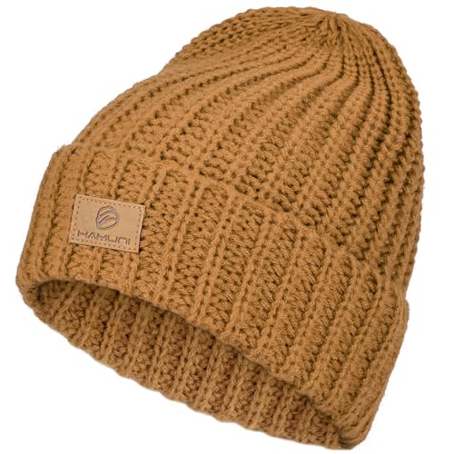 YANIKY Mütze Damen Strickmütze Herren Warme Winter Mütze Unisex Weiche Slouch Beanie Mütze Grobstrick Wintermützen Perfekt für die kalte Jahreszeit im Herbst und Winter (Karamellfarbe) von YANIKY