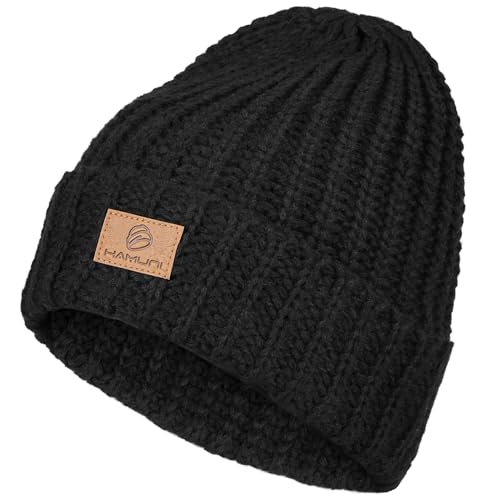 YANIKY Mütze Damen Strickmütze Herren Warme Winter Mütze Unisex Weiche Slouch Beanie Mütze Grobstrick Wintermützen Perfekt für die kalte Jahreszeit im Herbst und Winter (Schwarz) von YANIKY