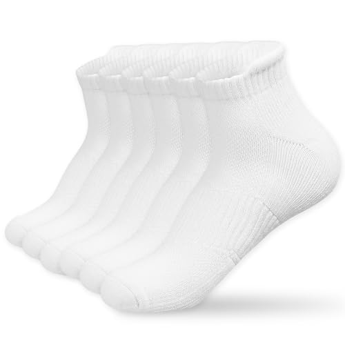 YANIKY Sneaker Socken Herren Damen 6 Paar, Atmungsaktiv Sportsocken aus Baumwolle, Laufsocken Weich Bequem, Gepolsterte Kurze Halbsocken Unisex 35-38 39-42 43-46 47-50 von YANIKY