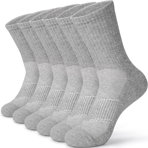 YANIKY Socken Herren Damen 6 Paar, Atmungsaktive Sportsocken aus Baumwolle, Elastische Herrensocken mit Frotteesohle, Verstärkte Langlebige Laufsocken Ohne Drückende Naht von YANIKY