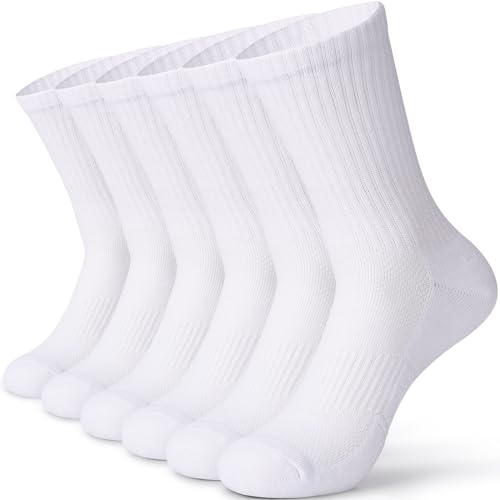 YANIKY Socken Herren Damen 6 Paar, Atmungsaktive Sportsocken aus Baumwolle, Elastische Herrensocken mit Frotteesohle, Verstärkte Langlebige Laufsocken Ohne Drückende Naht von YANIKY