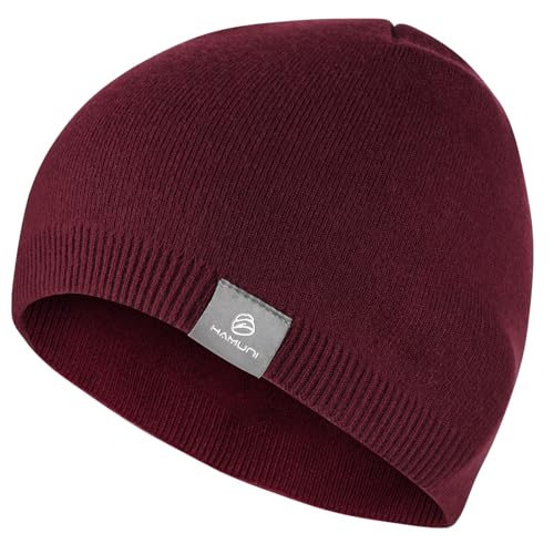 YANIKY Strickmütze Damen Thermo Winter Mütze Herren Beanie Mütze Weich Sportmütze Atmungsaktiv Wintermütze für Herren und Damen (Weinrot) von YANIKY