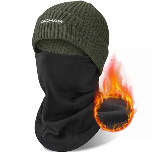 YANIKY Sturmhaube with Beanie Mütze, Winddicht Warm Gesichtshaube, Winter Balaclava für Herren Damen, Strickmütze Skimaske 2 in 1 Für Fahrrad, Motorrad,Radfahren Skifahren Laufen von YANIKY