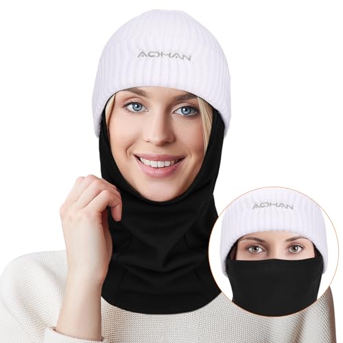 YANIKY Sturmhaube with Beanie Mütze, Winddicht Warm Gesichtshaube, Winter Balaclava für Herren Damen, Strickmütze Skimaske 2 in 1 Für Fahrrad, Motorrad,Radfahren Skifahren Laufen von YANIKY