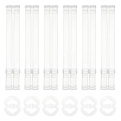 YANINEE 18PCS 18mm Breit Durchsichtige BH Träger Set, Rutschfester Abnehmbare Dessous-Träger mit Verstellbarer Trägern Clips von YANINEE