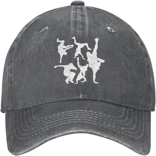 YANIUIE Breakdance Silhouette Break Dance Unisex Cowboyhut Baseball Caps Verstellbar Sport Golf Denim Casquette Cap Geschenk von YANIUIE