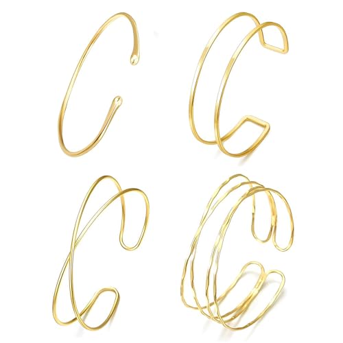 4 Stück Oberarmreif Gold, Verstellbares Oberarmreif, Armreif Oberarm, Arm Armreif Set, Boho Oberarmmanschette, Festival Armbänder, für Mädchen Damen Frauen für Partys Und Besondere Anlässe (B) von YANJINGHE