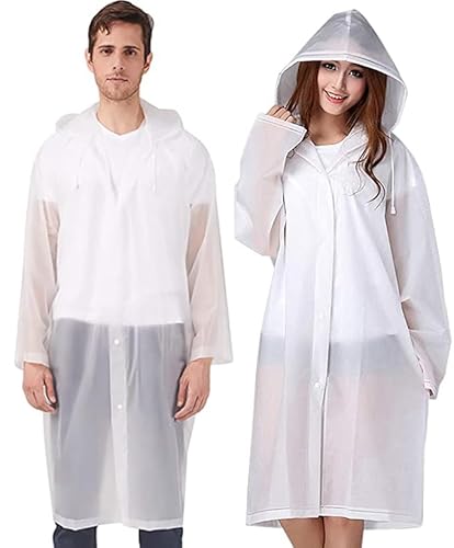 YANKUIRUI 2 Stück Regenjacken Wiederverwendbar Regenponcho, Unisex Eva Regenmantel Poncho Regenbekleidung Regenschutz Regen Zubehör für Wandern Camping Radfahren Reisen von YANKUIRUI