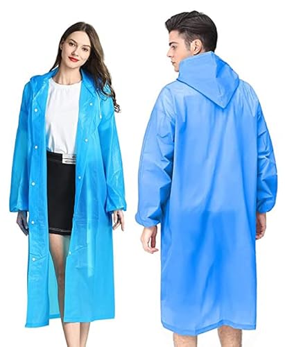 YANKUIRUI 2 Stück Regenjacken Wiederverwendbar Regenponcho, Unisex Eva Regenmantel Poncho Regenbekleidung Regenschutz Regen Zubehör für Wandern Camping Radfahren Reisen von YANKUIRUI