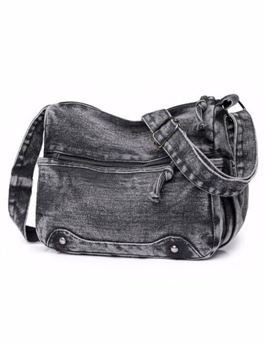 YANPLS Denim Crossbody Umhängetasche für Damen Vintage Jeans Casual Geldbörse Handtasche mit verstellbarem Riemen, Schwarz YANPLS Denim Crossbody Umhängetasche für Damen Vintage Jeans Casual Geldbörse Handtasche mit verstellbarem Riemen, Schwarz von YANPLS