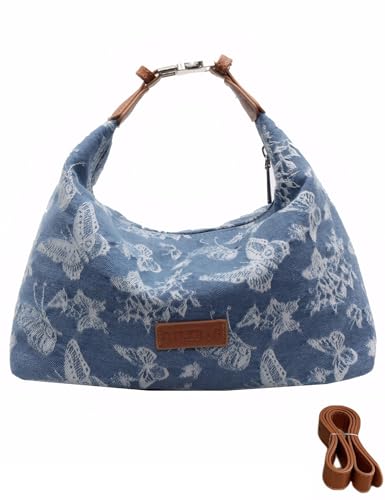 YANPLS Denim-Umhängetasche für Damen, Schmetterlings-Druck, Jeans, lässig, Crossbody-Tasche, Handtasche YANPLS Denim-Umhängetasche für Damen, Schmetterlings-Druck, Jeans, lässig, Crossbody-Tasche, Handtasche von YANPLS