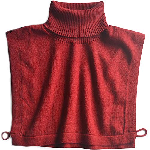 Winter Wolle Strick Unisex Rollkragen Schwarz Rot Grau Khaki Falsche Kragen Hals Gamaschen, Rot, M von YANQINQIN
