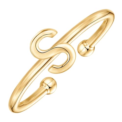 YANQSHM 925 Sterling Silber Ringe Initiale Brief Ring,Gold Initial Offen Stapelbare Az Ringe Damen Vergoldet Verstellbare Ringe Niedliches Alphabet Geschenk,Buchstabe S YANQSHM 925 Sterling Silber Ringe Initiale Brief Ring,Gold Initial Offen Stapelbare Az Ringe Damen Vergoldet Verstellbare Ringe Niedliches Alphabet Geschenk,Buchstabe S von YANQSHM