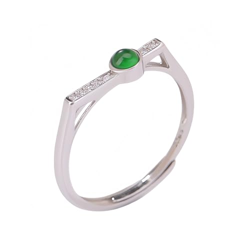 YANQSHM Damen Ringe Silber 925, Silberringe Damen 925 Offen Verstellbar Natürlicher Edelstein Grüner Smaragdstein mit Zirkonia Antikschmuck Geburtstagsgeschenke Muttertag von YANQSHM