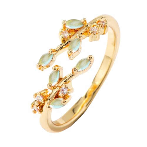 YANQSHM Herren Ringe, Blatt Geburtssteinring mit Edelstein Statement Dünn Gewickelt Blatt Fidget Band Verstellbar Ewigkeits Verlobungsband Balance Farbe Kristallschmuck Geschenk für Frauen und Mä YANQSHM Herren Ringe, Blatt Geburtssteinring mit Edelstein Statement Dünn Gewickelt Blatt Fidget Band Verstellbar Ewigkeits Verlobungsband Balance Farbe Kristallschmuck Geschenk für Frauen und Mä von YANQSHM