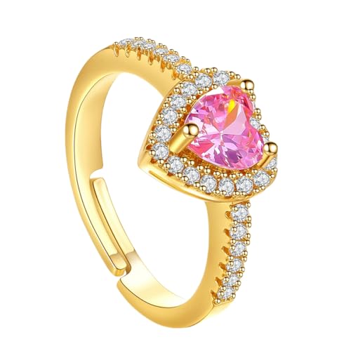 YANQSHM Herren Ringe, Zeitloser Herzring mit Rosa Edelstein Elegantes Fidget Band Verstellbar Ewigkeits Verlobungsband Funkelnder Zirkonia Kristall Schmuck Geschenk für Frauen Männer Gold YANQSHM Herren Ringe, Zeitloser Herzring mit Rosa Edelstein Elegantes Fidget Band Verstellbar Ewigkeits Verlobungsband Funkelnder Zirkonia Kristall Schmuck Geschenk für Frauen Männer Gold von YANQSHM