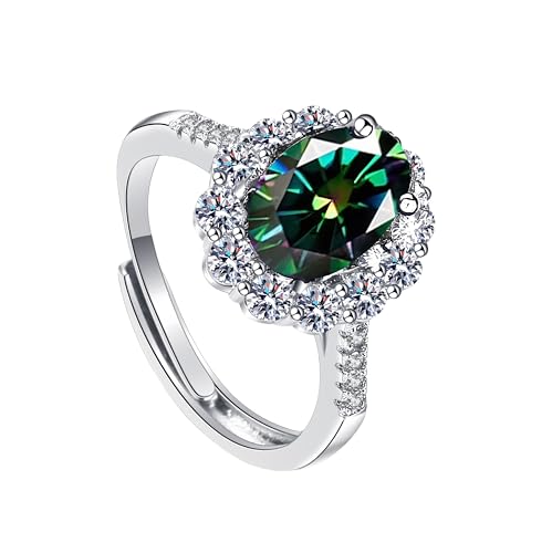 YANQSHM Ringe Frauen, Eleganter Zirkonia Ring mit Oval Geschliffenem Edelstein Statement Ewigkeitsband Verstellbar Versprechens Ehering Farbiger Kristallschmuck Geschenk für Frauen Männer Grüner YANQSHM Ringe Frauen, Eleganter Zirkonia Ring mit Oval Geschliffenem Edelstein Statement Ewigkeitsband Verstellbar Versprechens Ehering Farbiger Kristallschmuck Geschenk für Frauen Männer Grüner von YANQSHM