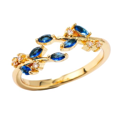 YANQSHM Ringe Frauen, Farbiger Kristallblattring mit Edelstein Statement Stapelwickelblatt Fidget Band Verstellbar Versprechen Ehering Balance Schmuck Geschenk für Frauen und Männer Blauer Zirkonia YANQSHM Ringe Frauen, Farbiger Kristallblattring mit Edelstein Statement Stapelwickelblatt Fidget Band Verstellbar Versprechen Ehering Balance Schmuck Geschenk für Frauen und Männer Blauer Zirkonia von YANQSHM