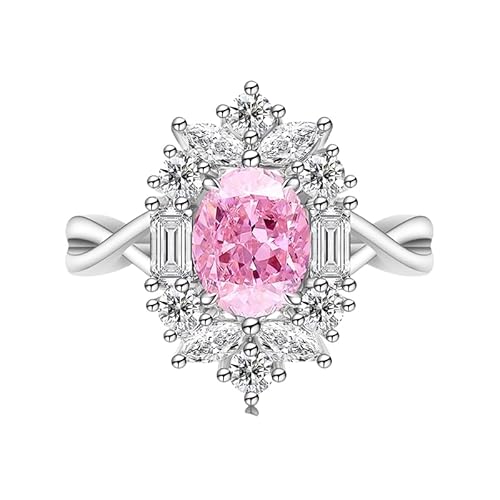 YANQSHM Ringe Frauen, Geburtssteinringe mit Ovalem Edelstein Statement Verlobungsring mit Keltischem Knoten Verstellbar Ehering Funkelnder Kristallschmuck Geschenk für Frauen Männer Rosa Kristall YANQSHM Ringe Frauen, Geburtssteinringe mit Ovalem Edelstein Statement Verlobungsring mit Keltischem Knoten Verstellbar Ehering Funkelnder Kristallschmuck Geschenk für Frauen Männer Rosa Kristall von YANQSHM
