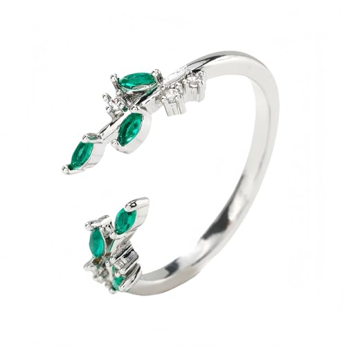 YANQSHM Ringe Männer, Exquisiter Geburtssteinring mit Edelstein Im Blattschliff Statement Zweigwickel Blatt Fidget Band Verstellbarer Verlobungsring Farbiger Kristallschmuck Geschenk für Frauen Gr YANQSHM Ringe Männer, Exquisiter Geburtssteinring mit Edelstein Im Blattschliff Statement Zweigwickel Blatt Fidget Band Verstellbarer Verlobungsring Farbiger Kristallschmuck Geschenk für Frauen Gr von YANQSHM