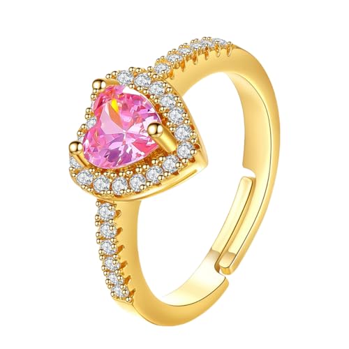 YANQSHM Ringe Männer, Zeitloser Herzring mit Rosenquarzkristall Zirkonia Statement Fidget Band Verstellbarer Verlobungsring Edelsteinschmuck Geschenk für Frauen Männer Gold YANQSHM Ringe Männer, Zeitloser Herzring mit Rosenquarzkristall Zirkonia Statement Fidget Band Verstellbarer Verlobungsring Edelsteinschmuck Geschenk für Frauen Männer Gold von YANQSHM