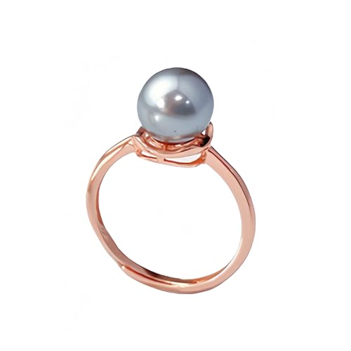YANQSHM Ringe Silber 925, Silberringe für Damen 925 Verstellbar Roségold Filigran Blume Eingelegt Grau Muschelperlen Offen Ewigkeitsschmuck Geburtstagsgeschenk Muttertag von YANQSHM