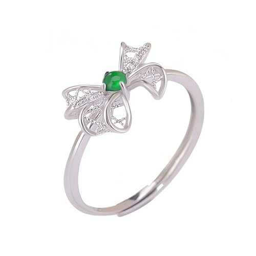 YANQSHM Silberring Damen 925 Silber, Verstellbarer Damen Ring Aus 925Er Sterlingsilber mit Hohlem Filigranem Bogen Natürlichem Edelstein Grüner Smaragdstein Offener Antiker Schmuck Geburtstagsgesc YANQSHM Silberring Damen 925 Silber, Verstellbarer Damen Ring Aus 925Er Sterlingsilber mit Hohlem Filigranem Bogen Natürlichem Edelstein Grüner Smaragdstein Offener Antiker Schmuck Geburtstagsgesc von YANQSHM