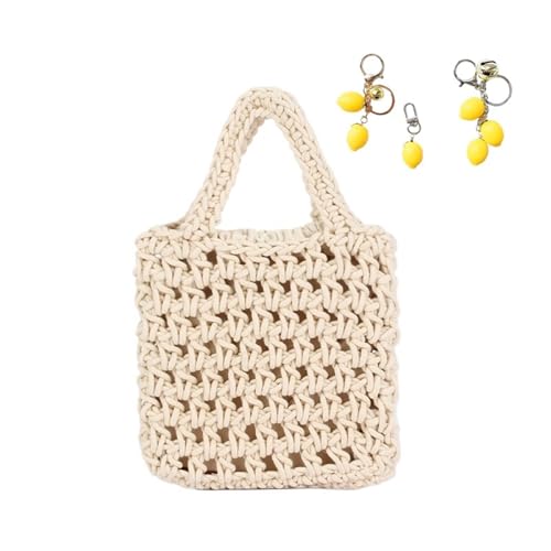 Häkeltasche Damen Handgelenk Geldbörsen Kleine Süße Gestrickte Handtasche Handarbeit Ästhetik(Beige) von YANROSE