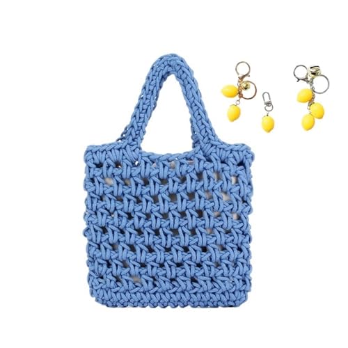 Häkeltasche Damen Handgelenk Geldbörsen Kleine Süße Gestrickte Handtasche Handarbeit Ästhetik(Blue) von YANROSE