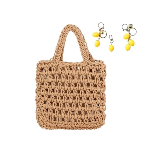 Häkeltasche Damen Handgelenk Geldbörsen Kleine Süße Gestrickte Handtasche Handarbeit Ästhetik(Brown) von YANROSE