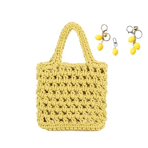 Häkeltasche Damen Handgelenk Geldbörsen Kleine Süße Gestrickte Handtasche Handarbeit Ästhetik(Light yellow) von YANROSE