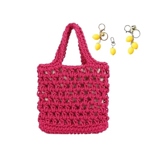 Häkeltasche Damen Handgelenk Geldbörsen Kleine Süße Gestrickte Handtasche Handarbeit Ästhetik(Rosy) von YANROSE