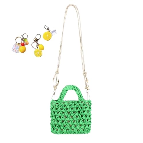 Häkeltasche Niedlich Strick Strand for Frauen Kleine Boho Tote Sommer Ästhetische Handtasche Urlaub(Green) von YANROSE