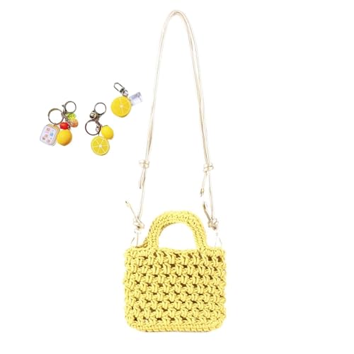 Häkeltasche Niedlich Strick Strand for Frauen Kleine Boho Tote Sommer Ästhetische Handtasche Urlaub(Light Yellow) von YANROSE