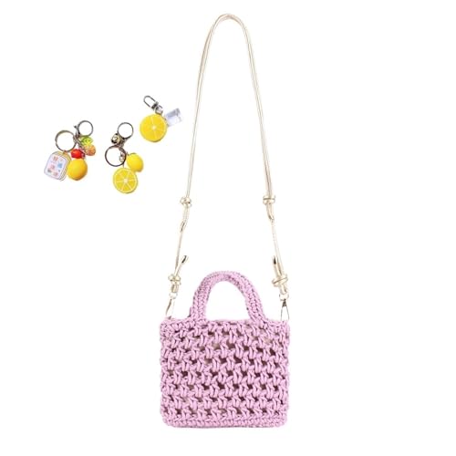 Häkeltasche Niedlich Strick Strand for Frauen Kleine Boho Tote Sommer Ästhetische Handtasche Urlaub(Purple) von YANROSE