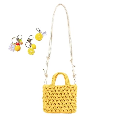 Häkeltasche Niedlich Strick Strand for Frauen Kleine Boho Tote Sommer Ästhetische Handtasche Urlaub(Yellow) von YANROSE
