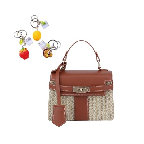 Strohtaschen for Frauen 2025 Sommer Clutch Woven Beach Crossbody Geldbörse Urlaub Handtaschen(Brown) von YANROSE