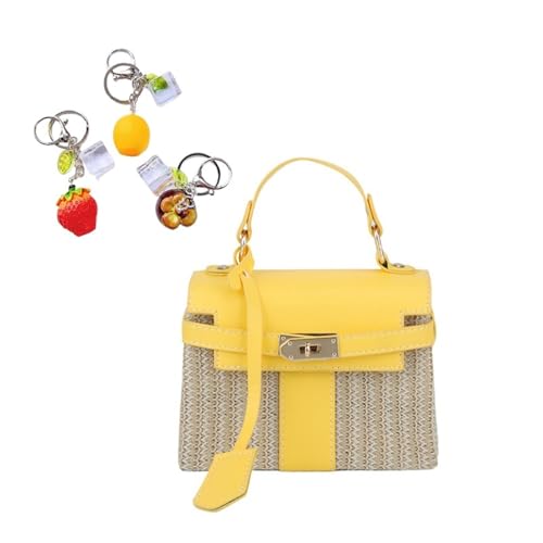 Strohtaschen for Frauen 2025 Sommer Clutch Woven Beach Crossbody Geldbörse Urlaub Handtaschen(Yellow) von YANROSE