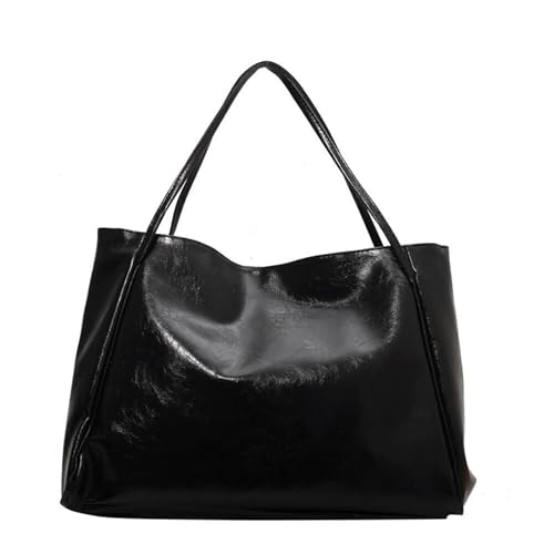 YANROSE Alltags-Einkaufstasche, Damen-Umhängetaschen Aus PU-Leder, Retro-Handtaschen, Hobo-Geldbörse, Umhängetasche For Die Arbeit (Color : Black) von YANROSE