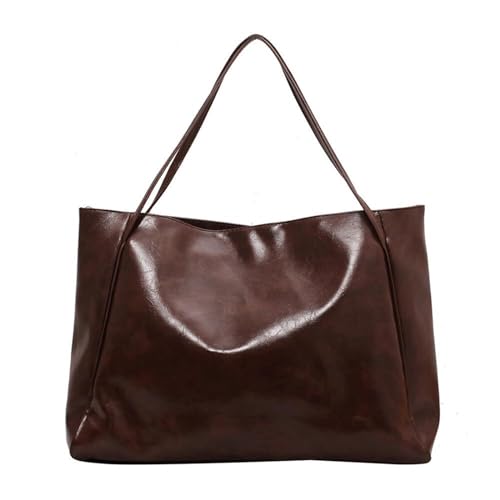 YANROSE Alltags-Einkaufstasche, Damen-Umhängetaschen Aus PU-Leder, Retro-Handtaschen, Hobo-Geldbörse, Umhängetasche For Die Arbeit (Color : Coffee) von YANROSE