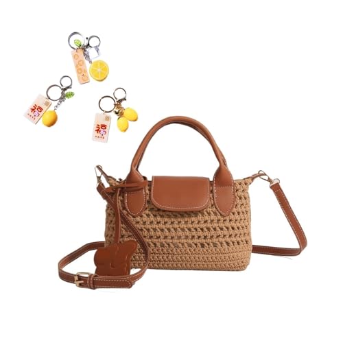 YANROSE Gehäkelte Strandtasche Tote for Frauen Süße weiche gewebte Sommer-Boho-Geldbörse Hangbags Schulter Crossbody Taschen Urlaub 2025(Coffee) von YANROSE