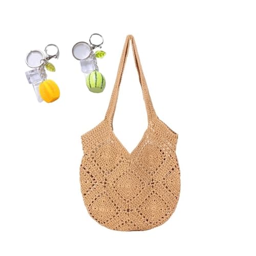 YANROSE Häkeltasche Strandtasche Sommer for Frauen Ästhetisches Mesh Hippie Strick(Brown) von YANROSE