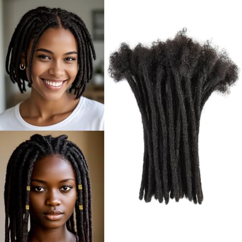 10 Strands Dreadlock Human Hair Full Handmade Loc Extensions Human Hair Dreadlocks Echthaar Extensions for Man/Women (6 Inch 0.6cm 10 Strands) von YANTAISIYU
