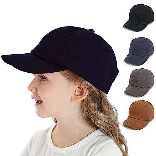 Baby Kinder Solide Farbe Baseballkappen Einstellbare Baumwolle Sonnenhut für Kleinkind Jungen Mädchen(Black,1-3Year) von YANWANG